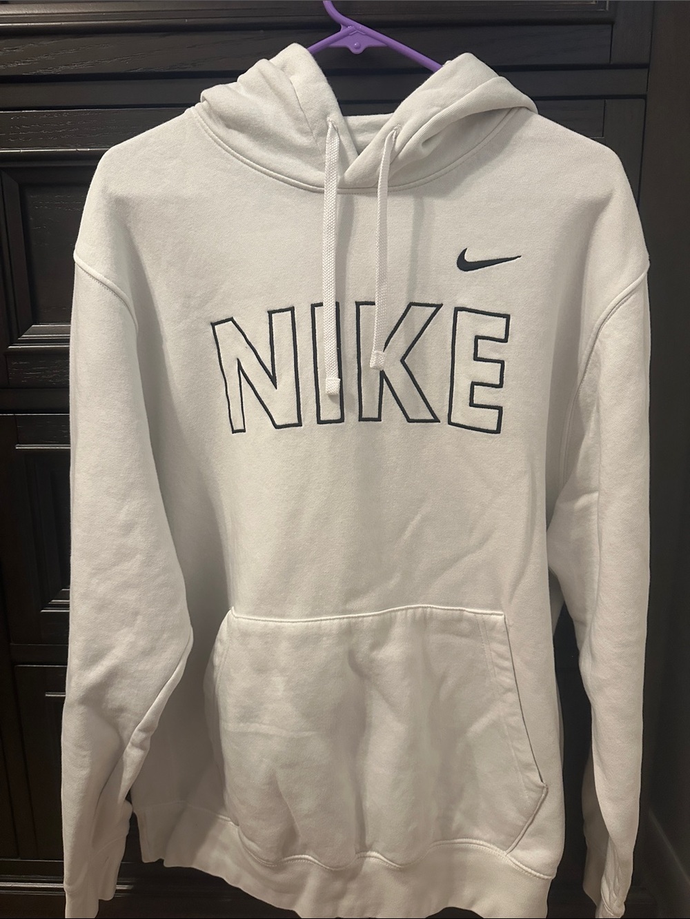 Nike Men’s White Hoodie with Black Outline Logo